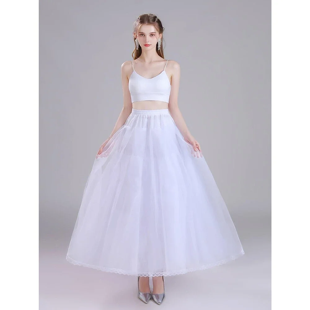 WOWBRIDAL Long Hoopless Petticoat Crinoline Underskirt Slips for Wedding Dress